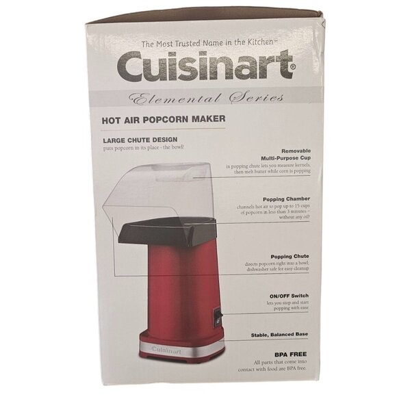 Cuisinart Hot Air Popcorn Maker CPB-300P1 3.5L Quick & Easy Oil-Free BPA-Free - Picture 3 of 10